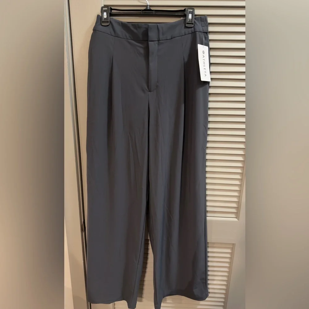 Athleta Pinnacle Trouser 12 Tall NWT Wide Leg Work Pant Gray - Picture 3 of 4